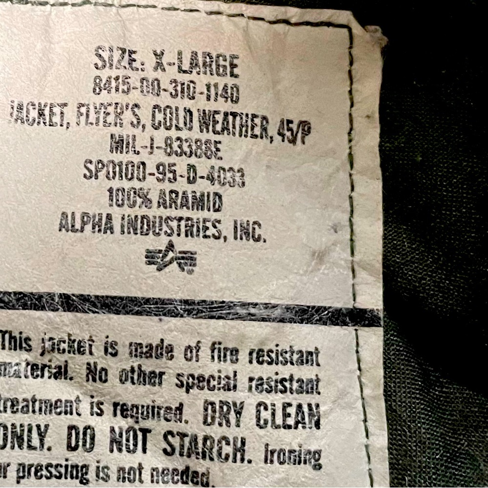 US Military issue Nomex Flight Jacket.